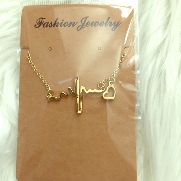 Heartbeat Gold Necklace - Picture 2 of 3